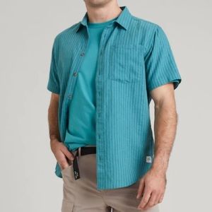 Kathmandu Flaxton Short Sleeve Shirt stingray Brittany striped blue medium